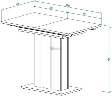 CentrMebel | Стіл обідній прямокутний розкладний з ЛДСП POLAR 100(135)X60 (дуб крафт) 3