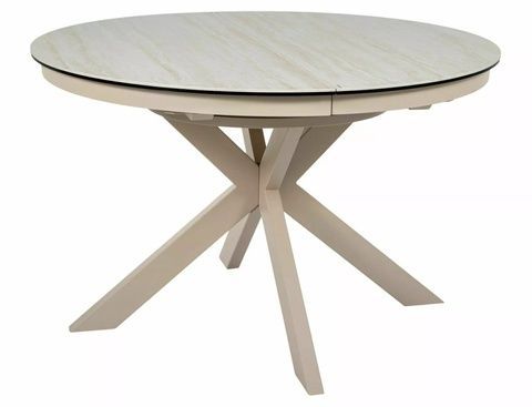 CentrMebel | Стіл обідній розкладний керамічний круглий PORTO CERAMIC 120(160)х120 травертин 1
