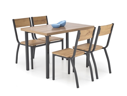 CentrMebel | Комплект в їдальню стіл прямокутний нерозкладний ЛДСП та 4 стільця MILTON 110х70 (натуральний) 1