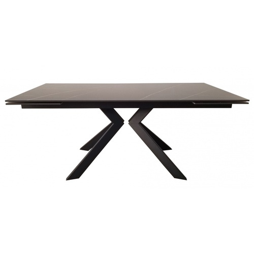 CentrMebel | Стол обеденный прямоугольный раскладной керамический Swank Lofty Black 180(260)х90 (черный мрамор) 1