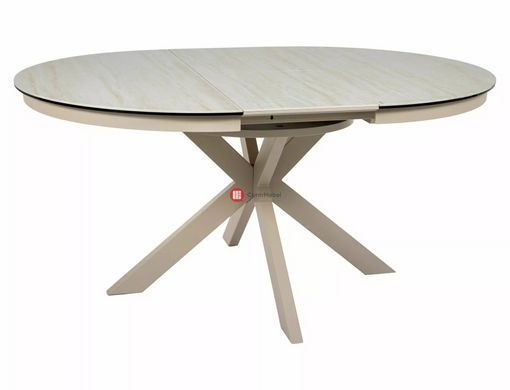 CentrMebel | Стол обеденный раскладной керамический круглый PORTO CERAMIC 120(160)х120 травертин 2
