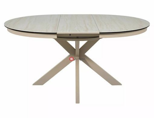 CentrMebel | Стол обеденный раскладной керамический круглый PORTO CERAMIC 120(160)х120 травертин 6