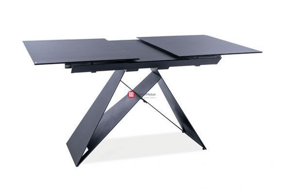 CentrMebel | Стіл обідній розсувний скляний Westin 120(160)х80 (чорний матовий) 2