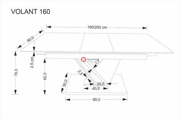 CentrMebel | Обідній стіл розкладний VOLANT 160-200х90 (чорний мармур) 16