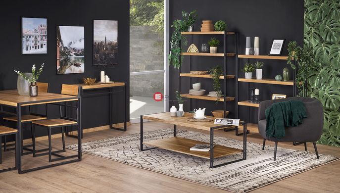 CentrMebel | Комплект мебели обеденный BOLIVAR (стол + 6 стульев, дуб золотой/черный) 2