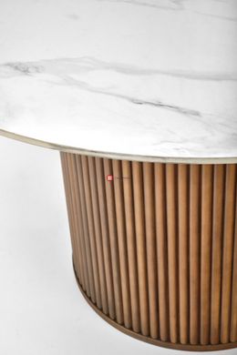 CentrMebel | Стіл обідній круглий кераміка Ø 120 BRUNO (білий мармур) 7