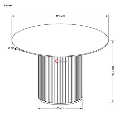 CentrMebel | Стіл обідній круглий кераміка Ø 120 BRUNO (білий мармур) 12