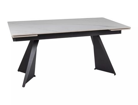 CentrMebel | Стол обеденный раскладной керамический LACONI 160(220)х90 белый мрамор 1