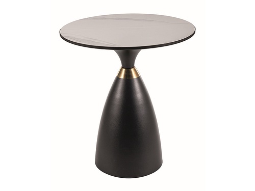 CentrMebel | Журнальний столик з керамічною стільницею та металом діаметр 50 GEMINI (Білий/Чорний/Золото) 1