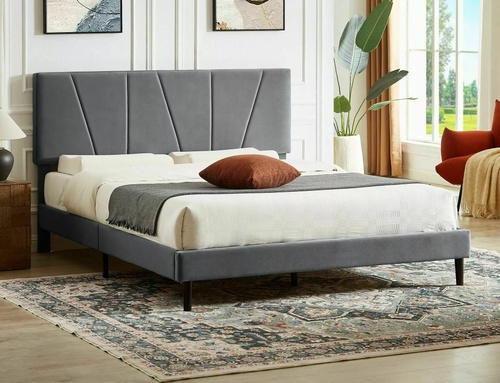 CentrMebel | Ліжко двоспальне велюрове 160x200 Savana Velvet (сірий) 1