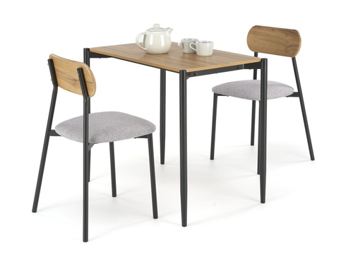 CentrMebel | Комплект обеденный стол прямоугольный нераскладной ЛДСП и 2 стула NANDO 84х54 (натуральный) 1