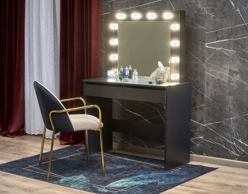 CentrMebel | Туалетний столик з дзеркалом HOLLYWOOD (чорний) 1
