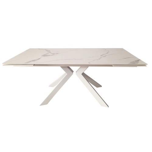 CentrMebel | Стол обеденный прямоугольный раскладной керамический Swank Staturario White 180(260)х90 (белый мрамор) 1
