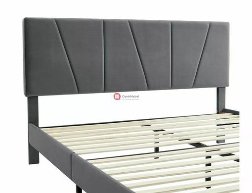 CentrMebel | Ліжко двоспальне велюрове 160x200 Savana Velvet (сірий) 5