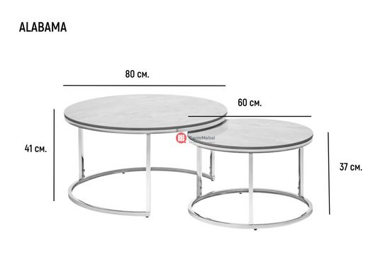 CentrMebel | Комплект журнальних столів круглих керамічних ALABAMA A (білий мармур) 3