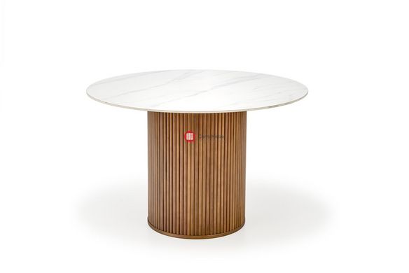 CentrMebel | Стіл обідній круглий кераміка Ø 120 BRUNO (білий мармур) 10