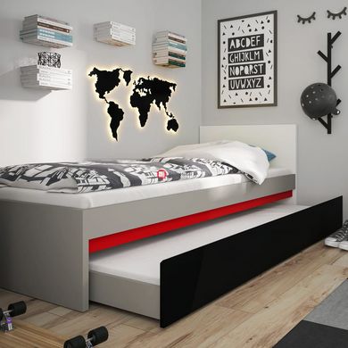 CentrMebel | Кровать 90 * 200 LASER (серый / черный/белый / красный) 3