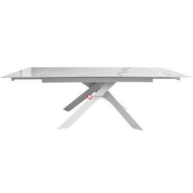 CentrMebel | Стол обеденный прямоугольный раскладной керамический Gracio Carrara White 160(240)х90 (белый мрамор) 2