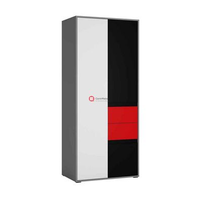 CentrMebel | Шкаф 3D2S LASER (серый/черный/белый/красный) 1