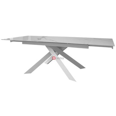 CentrMebel | Стіл обідній прямокутний розкладний керамічний Gracio Carrara White 160(240)х90 (білий мармур) 3