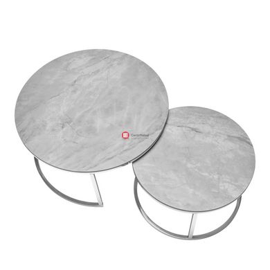 CentrMebel | Комплект журнальних столів круглих керамічних ALABAMA B (сірий мармур) 2