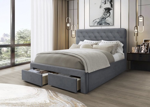 CentrMebel | Двоспальне ліжко велюрове MARISOL 160x200 (сірий) 1