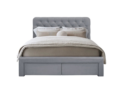 CentrMebel | Двухспальная кровать бархатная MARISOL 160x200 (серый) 1