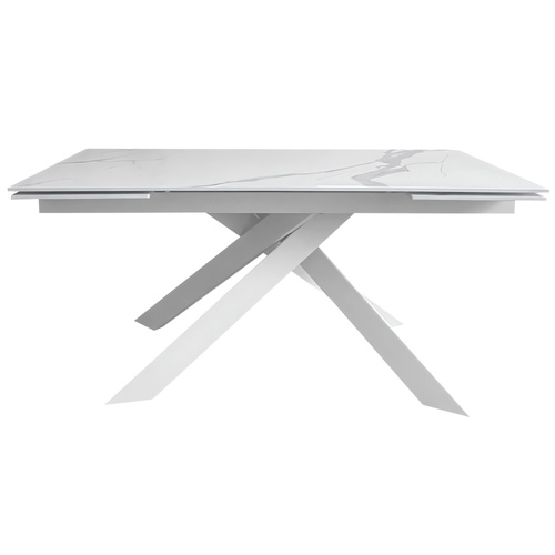 CentrMebel | Стол обеденный прямоугольный раскладной керамический Gracio Carrara White 160(240)х90 (белый мрамор) 1