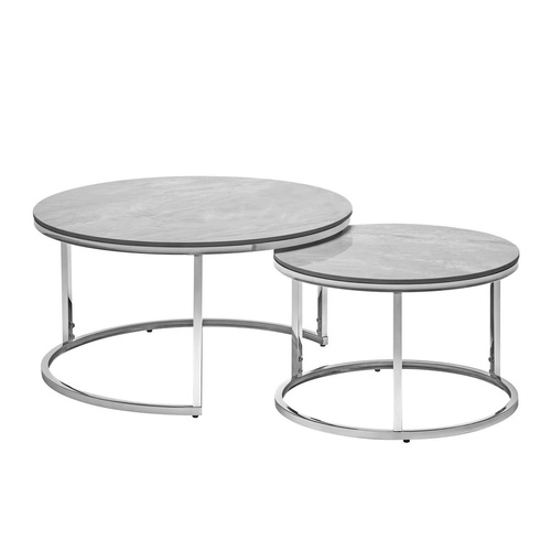 CentrMebel | Комплект журнальних столів круглих керамічних ALABAMA B (сірий мармур) 1