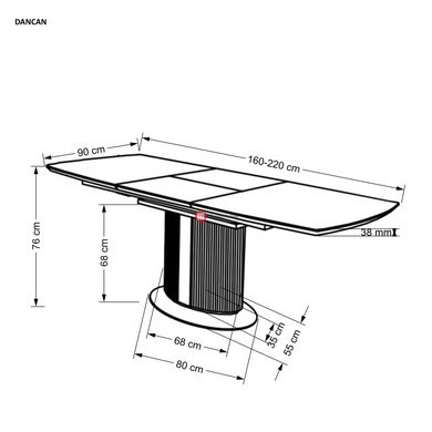 CentrMebel | Стіл обідній розкладний кераміка 160(220)х90 DANCAN (білий мармур) 24