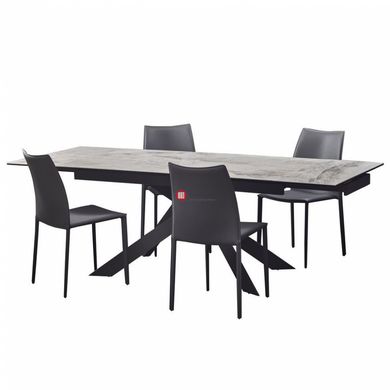 CentrMebel | Стол обеденный прямоугольный раскладной керамический Gracio Light Grey 160(240)х90 (серый мрамор) 4