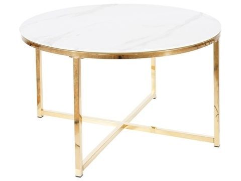 CentrMebel | Журнальний столик SALMA 80x80 (білий ефект мармуру) 1