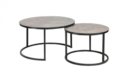CentrMebel | Комплект журнальных столов круглых стеклянных ATLANTA A Серый мрамор 1