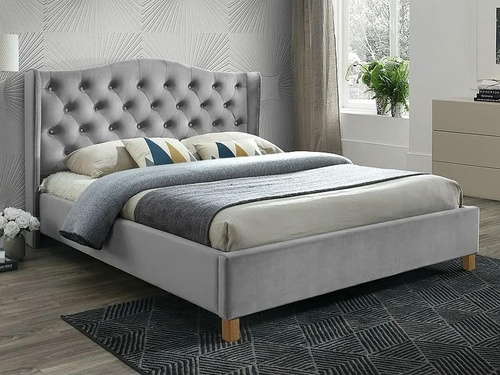 CentrMebel | Кровать двухспальная ASPEN VELVET 160х200 (светло-серый) 1