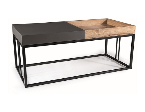 CentrMebel | Журнальный столик деревянный с металлом 110X50X47 LUNARIA (Дуб артизан/Антрацит) 1