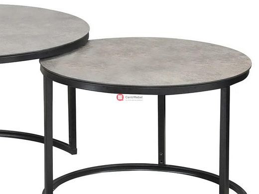 CentrMebel | Комплект журнальних столів круглих скляних ATLANTA A Сірий мармур 2