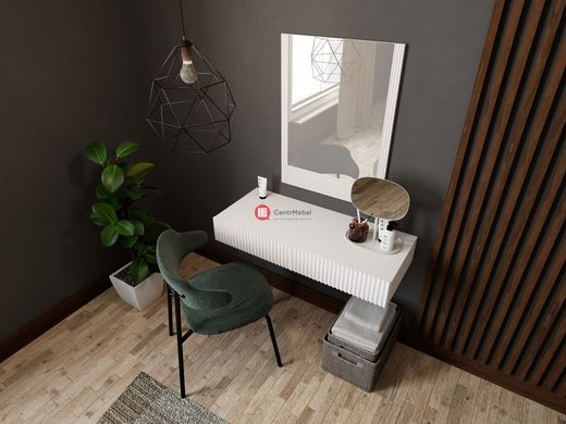 CentrMebel | Туалетный столик с зеркалом PAFOS (белый мат/белый мат) 3