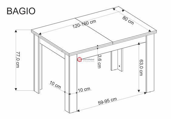 CentrMebel | Стіл обідній розкладний прямокутний ЛДСП BAGIO 120(160)х80 (дуб артізан) 18