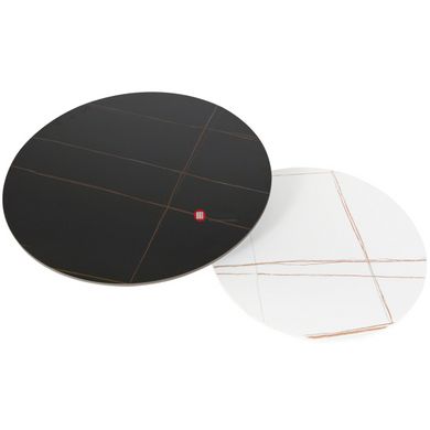 CentrMebel | Комплект журнальных столов круглых керамических FLORIDA B (белый мрамор / черный мрамор) 3