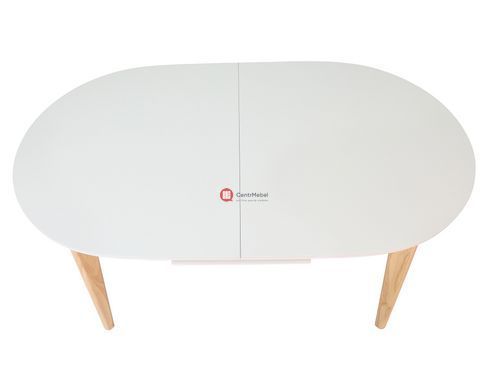 CentrMebel | Стол обеденный раскладной овальный керамический ALBERTO 160(200)х90 (бежевый) 5