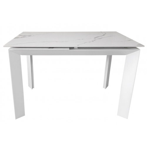 CentrMebel | Стол обеденный прямоугольный раскладной керамический Vermont Staturario White 120(170)х80 (белый мрамор) 1