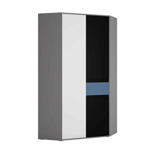 CentrMebel | Шафа кутова 2D LASER (сірий/чорний/білий/синій) 1