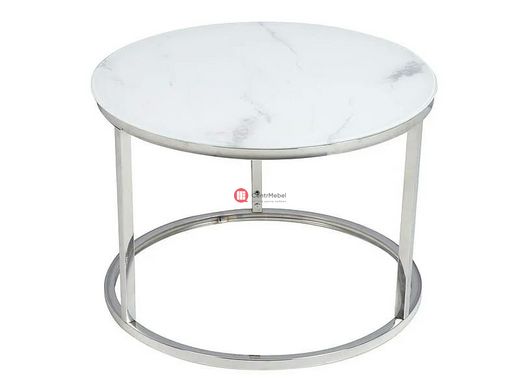 CentrMebel | Комплект журнальных столов круглых стеклянных ATLANTA B Белый мрамор 3