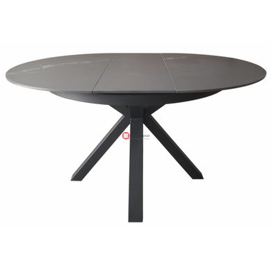 CentrMebel | Стол обеденный круглый раскладной керамический Planeta Macedonian Black 110(145)х110 (серый) 2