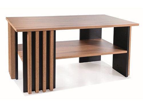 CentrMebel | Журнальный столик деревянный с металлом 100X60 EVITA (Дуб артизан/Черный) 1