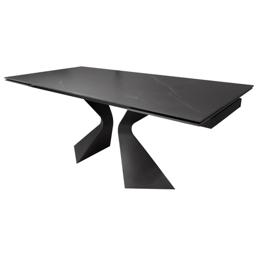CentrMebel | Стол обеденный прямоугольный раскладной керамический Duna Black Marble 180(260)х90 (черный мрамор) 1