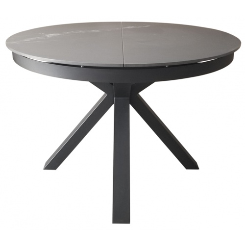 CentrMebel | Стол обеденный круглый раскладной керамический Planeta Macedonian Black 110(145)х110 (серый) 1