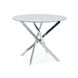 CentrMebel | Стол обеденный круглый каленое стекло с хромом диаметр 90 AGIS (белый (эффект мрамора)/Хром) 5