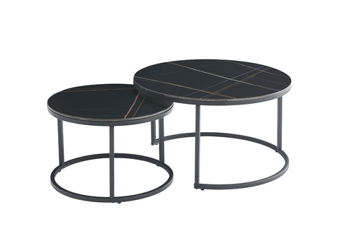 CentrMebel | Комплект журнальных столов круглых керамических FLORIDA D (черный мрамор) 1