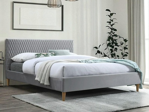 CentrMebel | Кровать двухспальная AZURRO VELVET 160х200 (светло-серый) 1